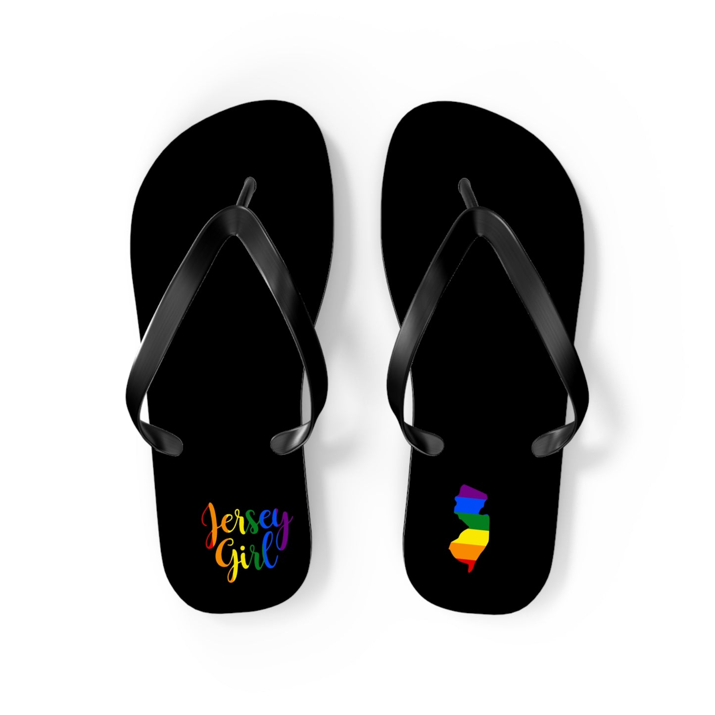 Colorful Jersey Girl Flip Flops, Summer Beach Footwear, LGBT Pride Sandals, Vacation Accessories, Travel Gift