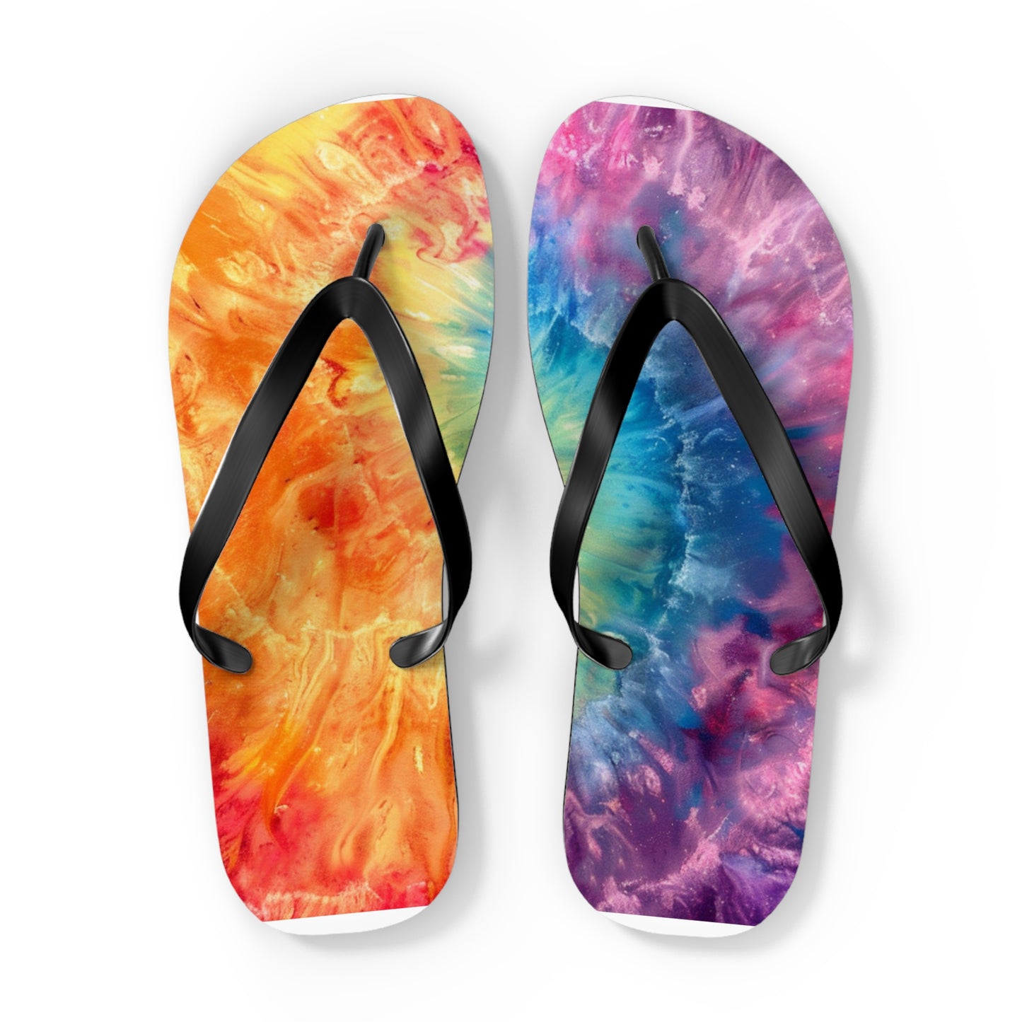 Vibrant Tie-Dye Flip Flops - Summer Sandals, Beach Footwear, Festival Wear, Poolside Slippers, Vacation Essentials