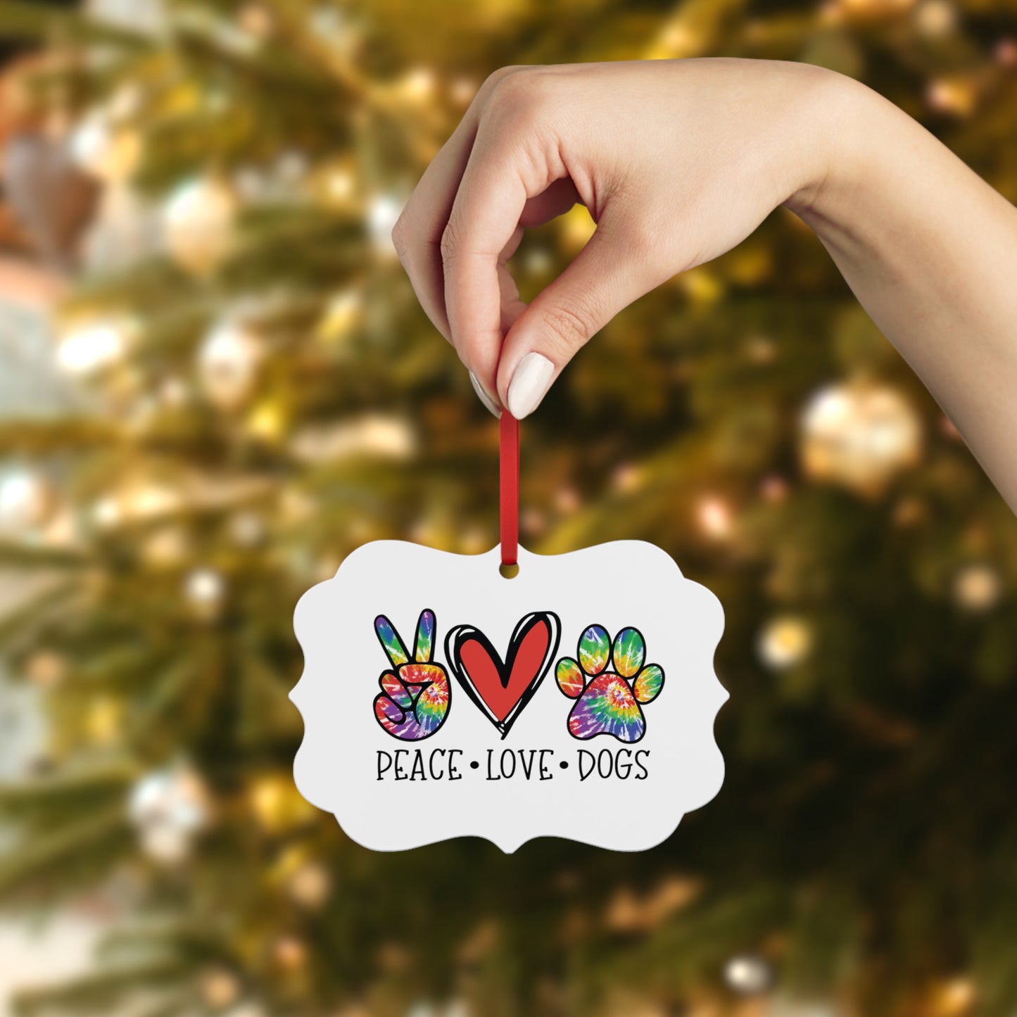 Peace Love Dogs Paws Metal Plaque Ornament