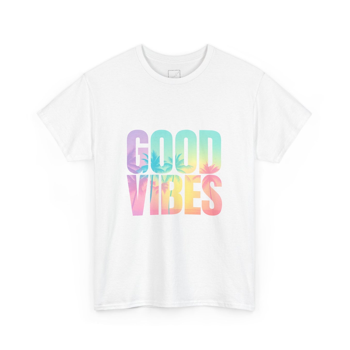 Colorful Good Vibes Tee - Unisex Heavy Cotton T-Shirt, Summer Style, Positive Energy Shirt, Gift for Friends, Casual Wear, Festival Outfit