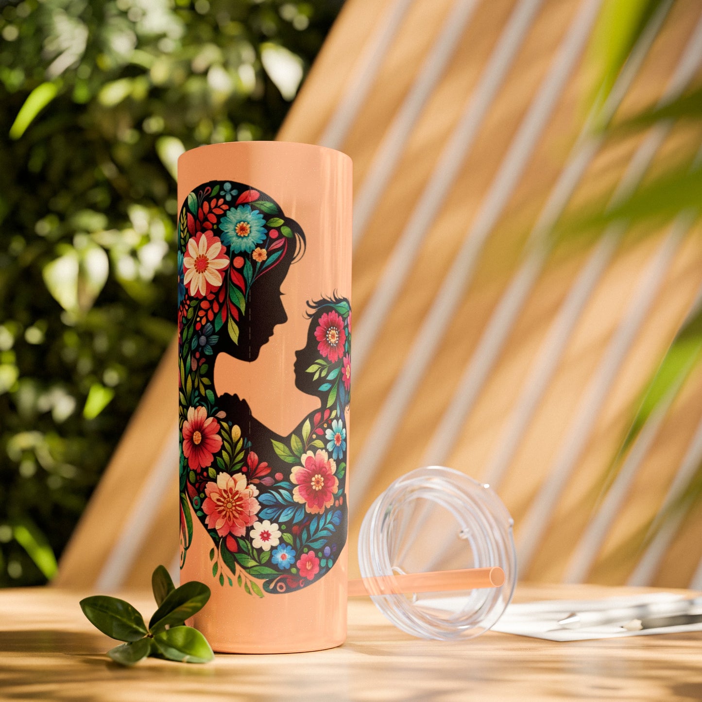 Mom Mother Child Mothers Day Skinny Tumbler with Straw, 20oz