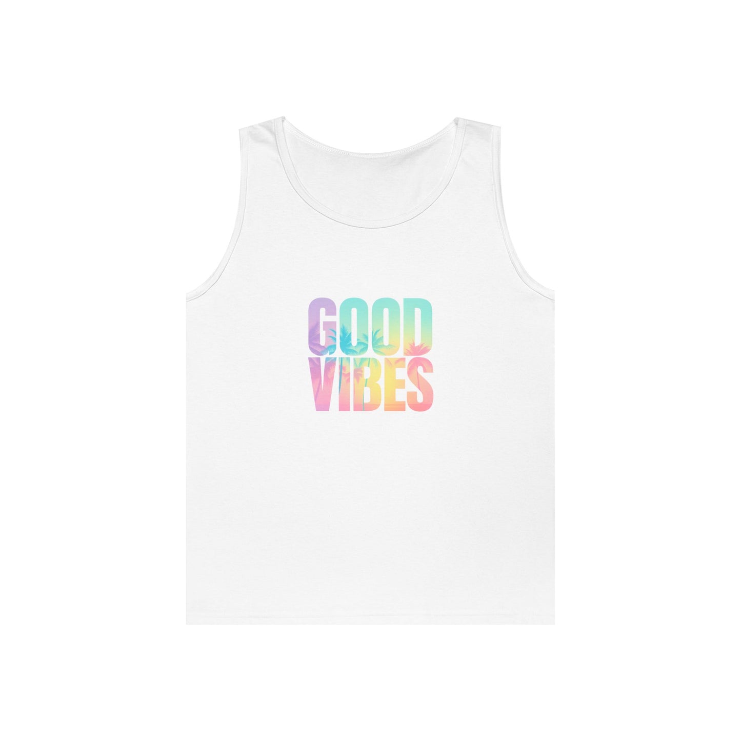 Unisex Heavy Cotton Tank Top - Good Vibes, Casual Wear, Summer Top, Beachwear, Festival Outfit, Motivational Apparel