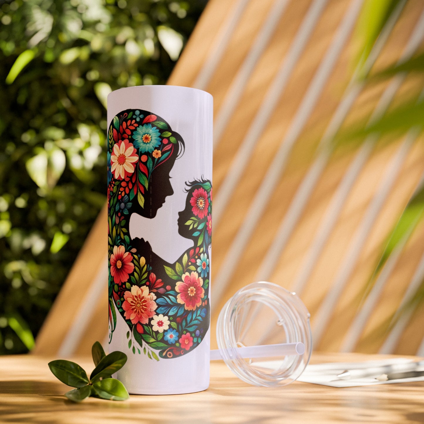 Mom Mother Child Mothers Day Skinny Tumbler with Straw, 20oz