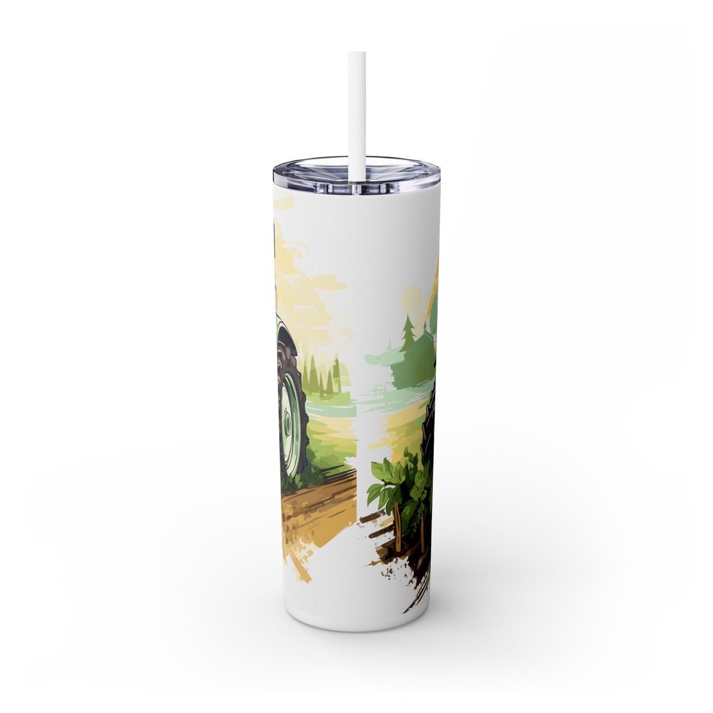 Tractor Farm Skinny Tumbler with Straw, 20oz