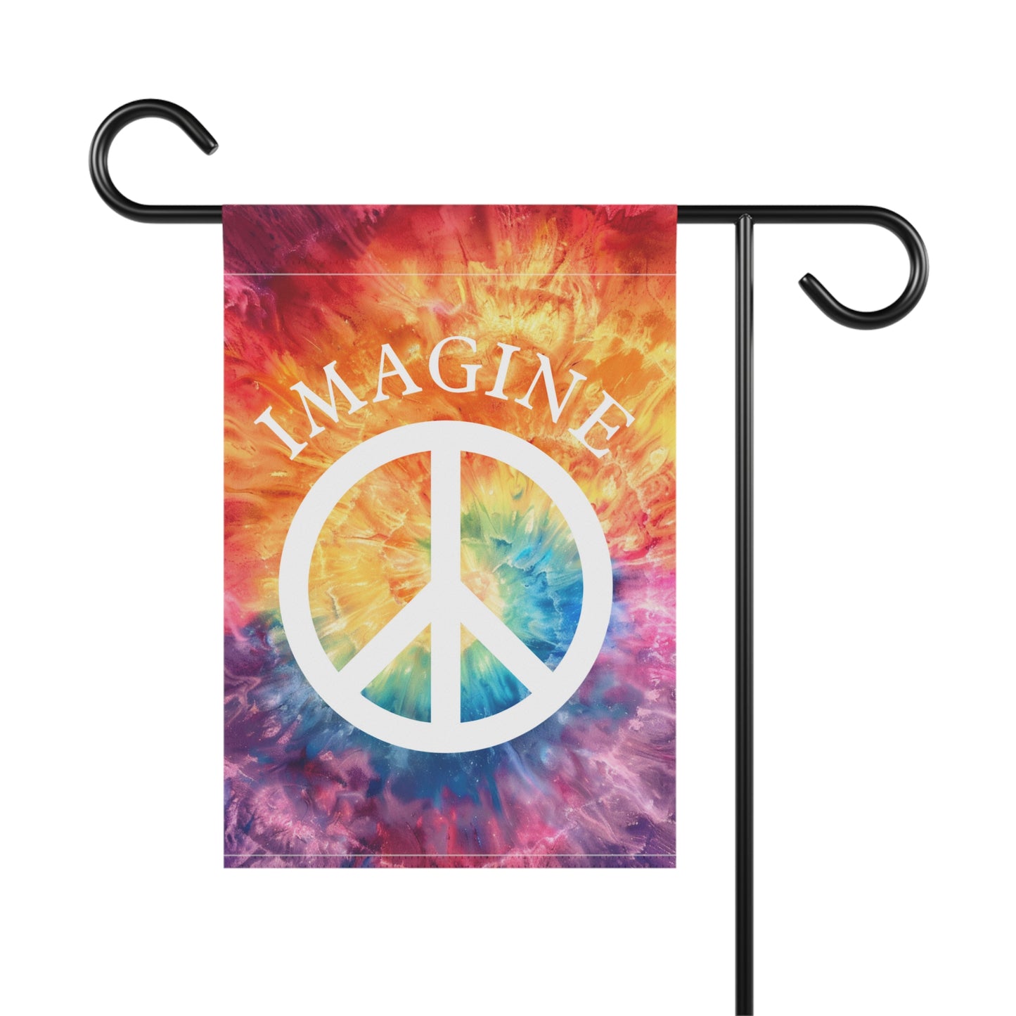 Peaceful Tie-Dye Garden Banner, Outdoor Decor, Boho Home Style, Gift for Garden Lovers, Vibrant Yard Art, Festival Celebration Decor