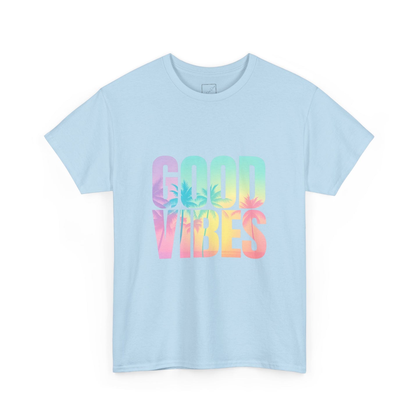 Colorful Good Vibes Tee - Unisex Heavy Cotton T-Shirt, Summer Style, Positive Energy Shirt, Gift for Friends, Casual Wear, Festival Outfit