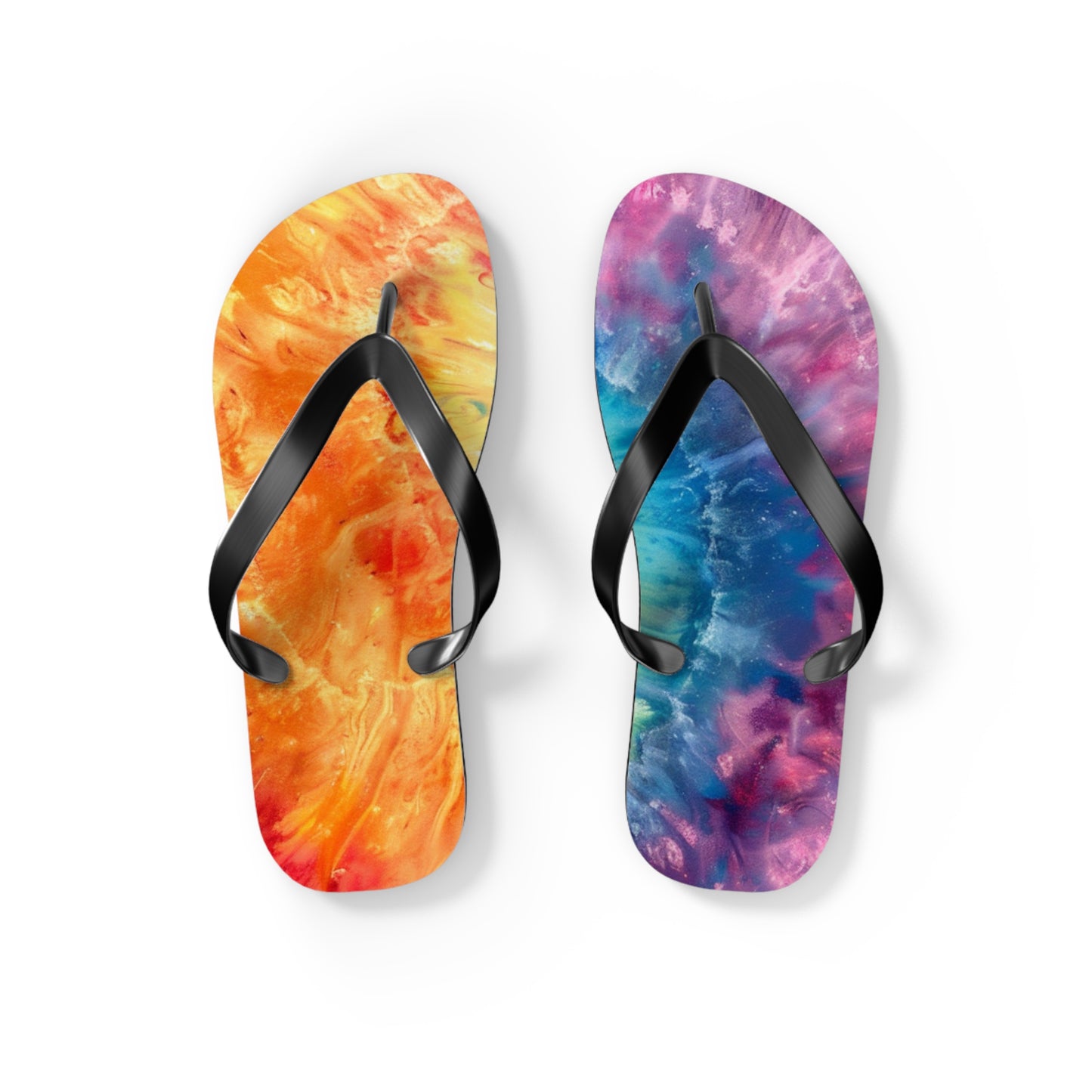 Vibrant Tie-Dye Flip Flops - Summer Sandals, Beach Footwear, Festival Wear, Poolside Slippers, Vacation Essentials