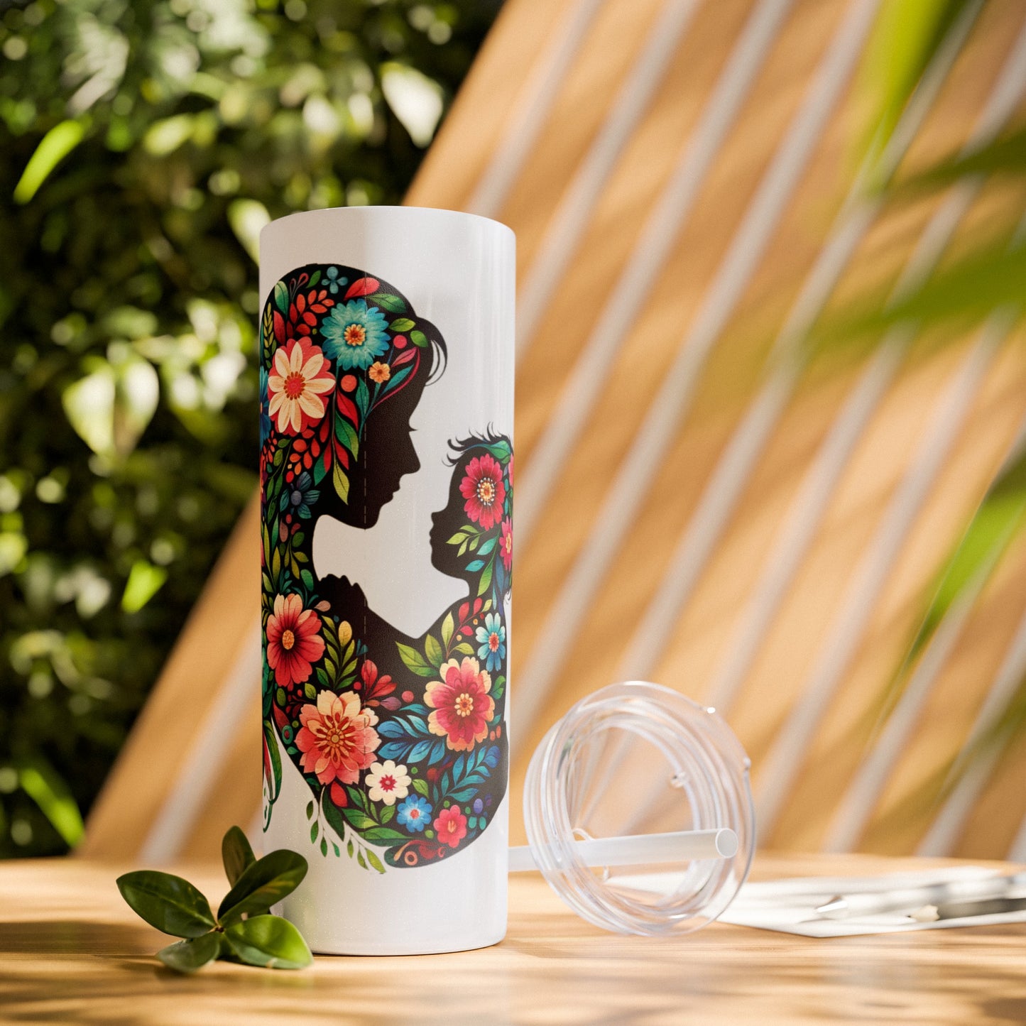 Mom Mother Child Mothers Day Skinny Tumbler with Straw, 20oz