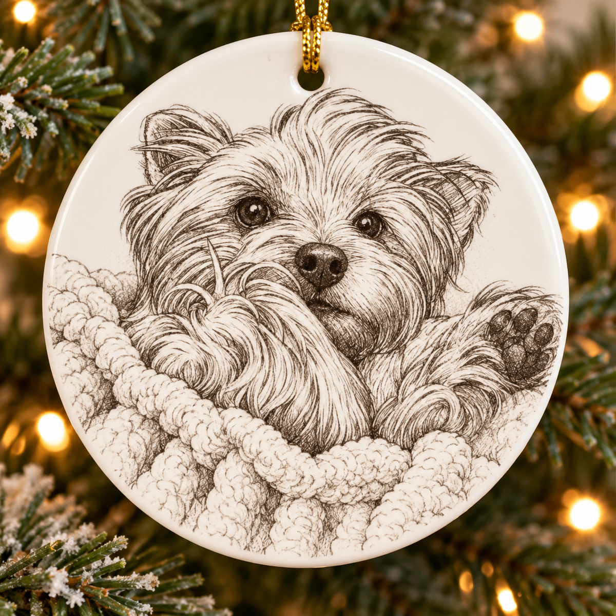 Custom Pet Portrait Ceramic Ornament – 3″ Keepsake PetResQ