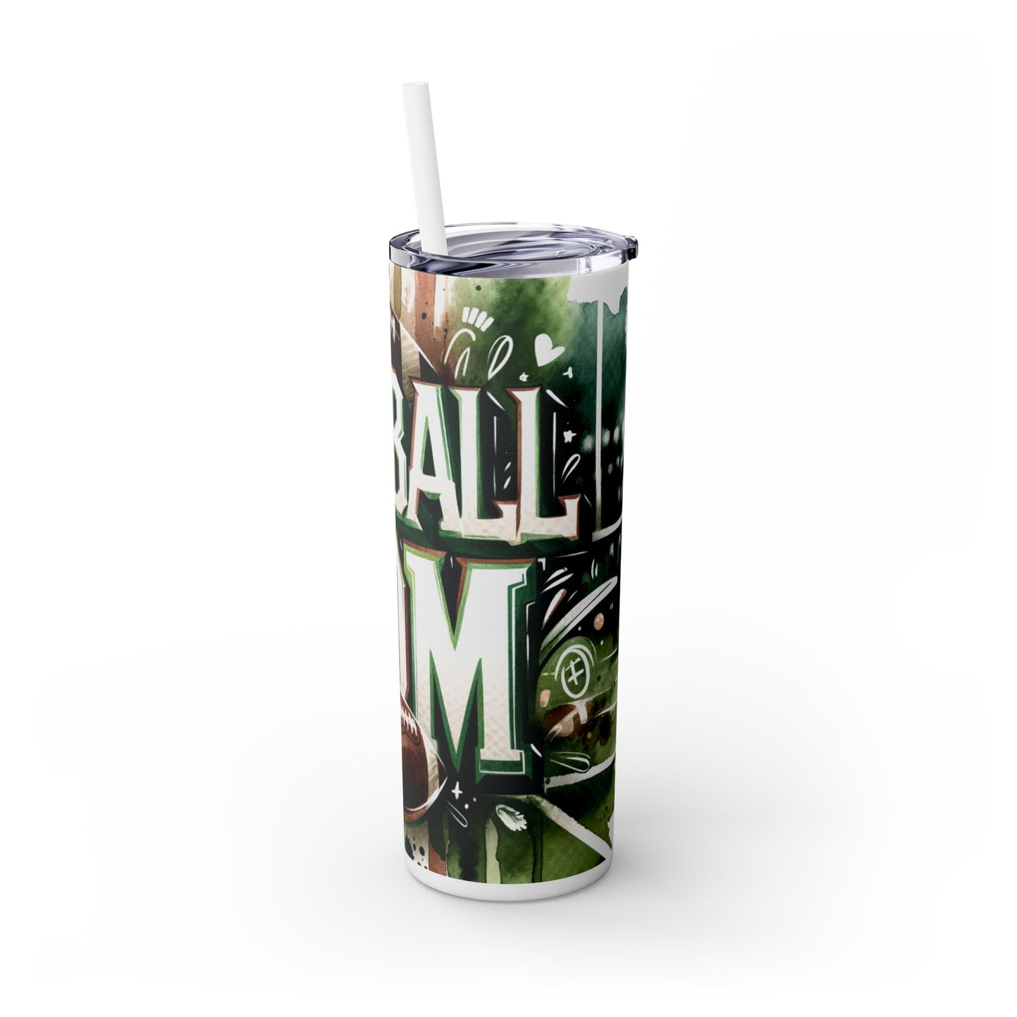 Football Mom Skinny Tumbler with Straw, 20oz