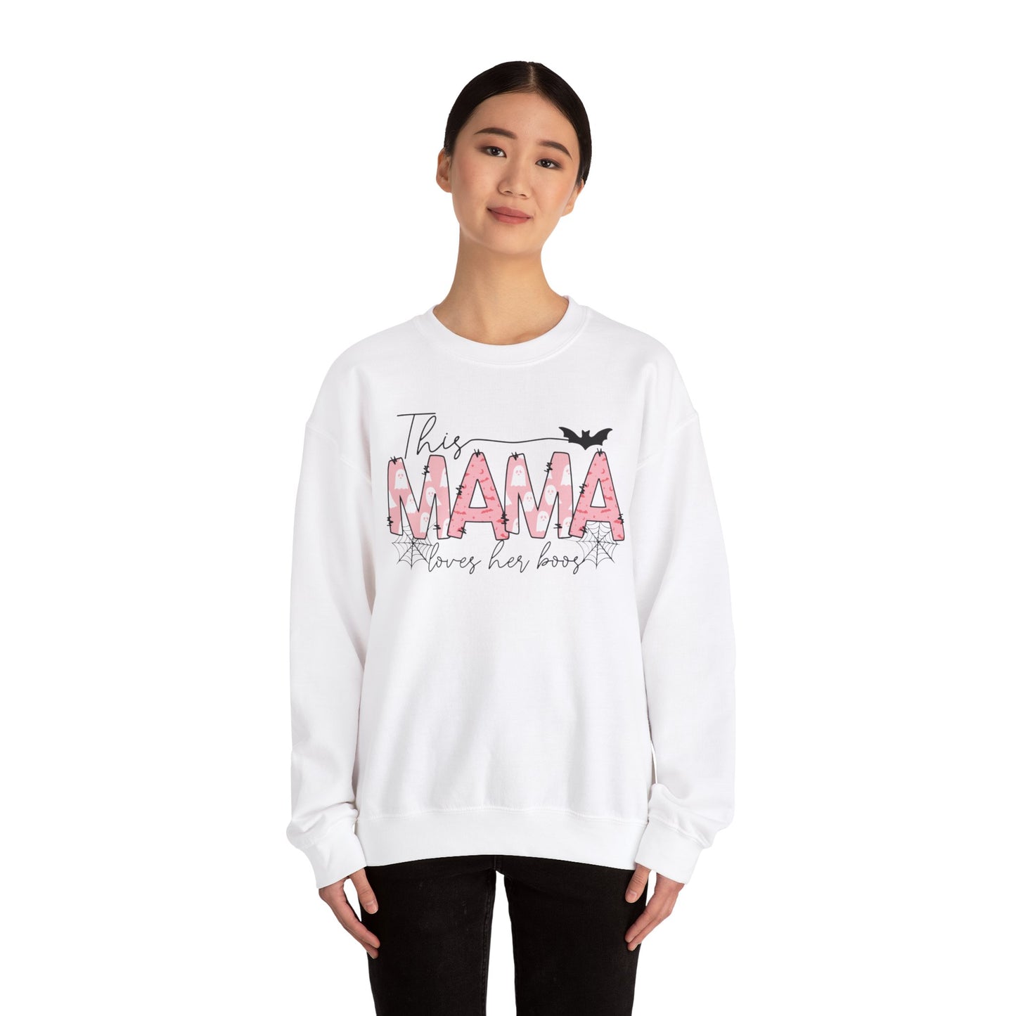 This Mama Loves Her Boos Funny Fun Mom Halloween Unisex Heavy Blend™ Crewneck Sweatshirt