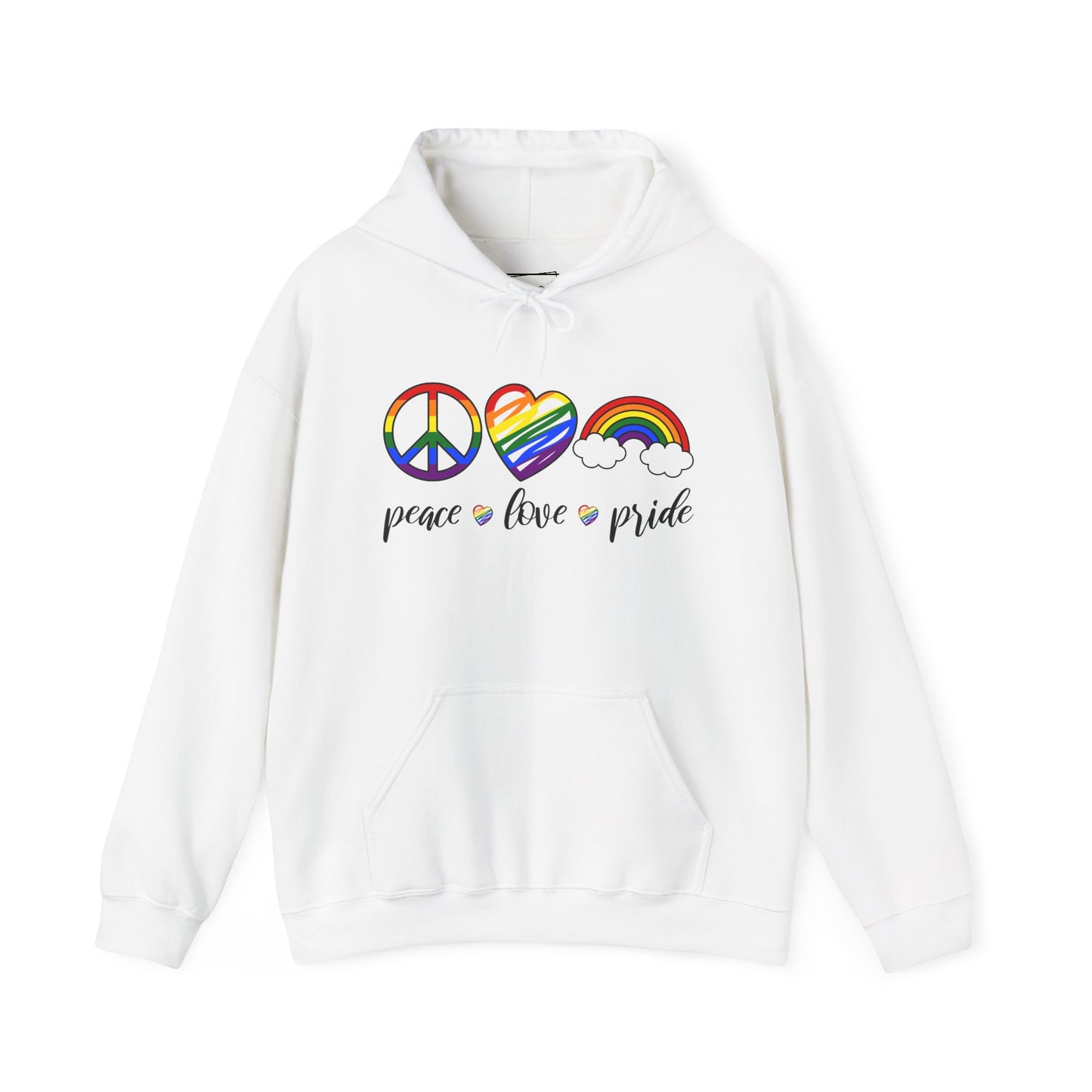 Rainbow LGBTQ Hoodie - Peace Love and Pride Unisex Sweatshirt