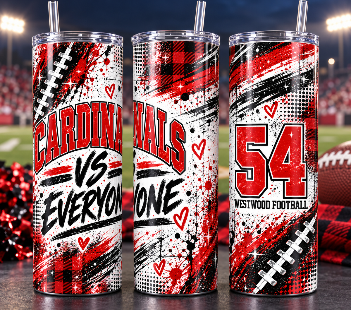 Custom 20oz Skinny Tumbler Sports, School, Mascot. Your town, your team, your colors.