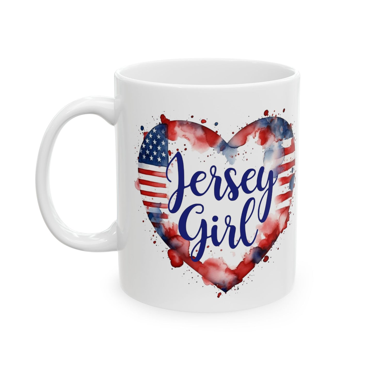 Jersey Girl Patriotic Coffee Mug, Red White Blue Heart, Jersey Girl Gift, 4th of July Decoration, American Pride, USA Lovers Mug