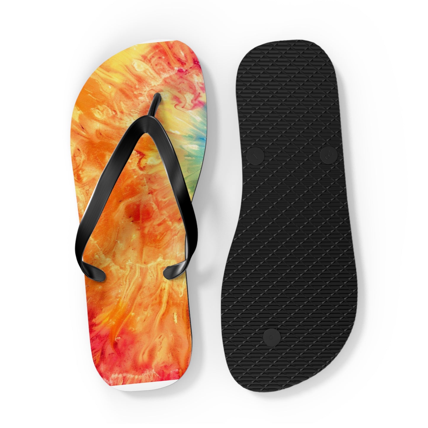 Vibrant Tie-Dye Flip Flops - Summer Sandals, Beach Footwear, Festival Wear, Poolside Slippers, Vacation Essentials