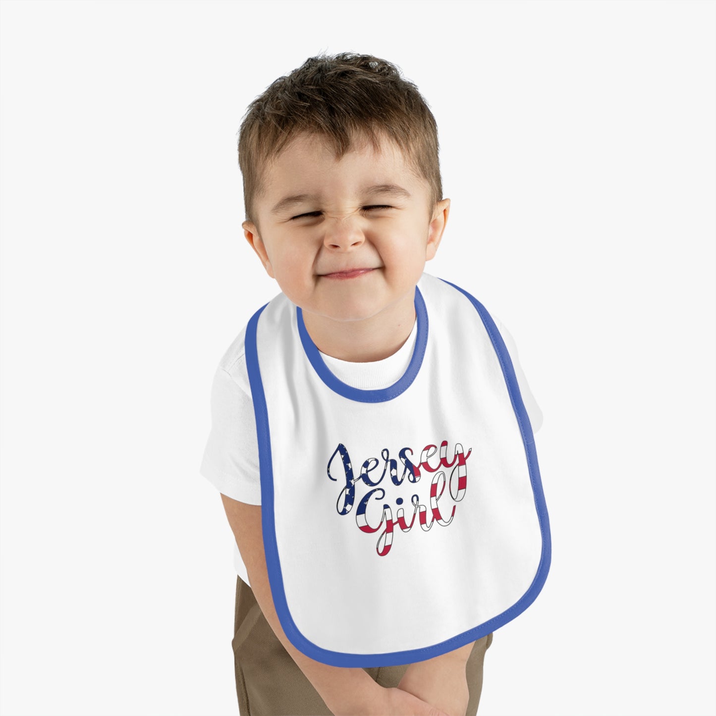 Jersey Girl Baby Bib, Cute Baby Gift, Toddler Feeding Bib, Baby Shower Gift, Newborn Accessories, USA Themed Bib