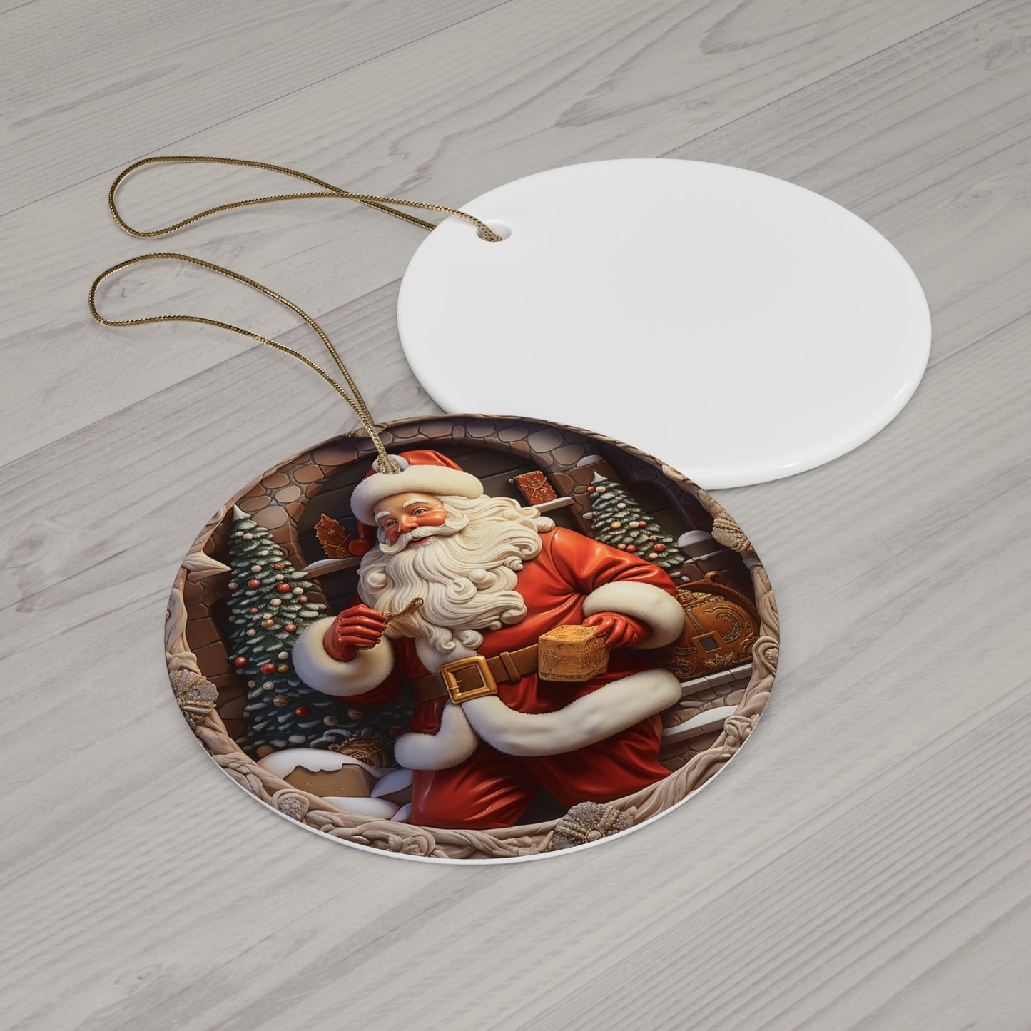 Santa Ceramic Ornament, 4 Shapes