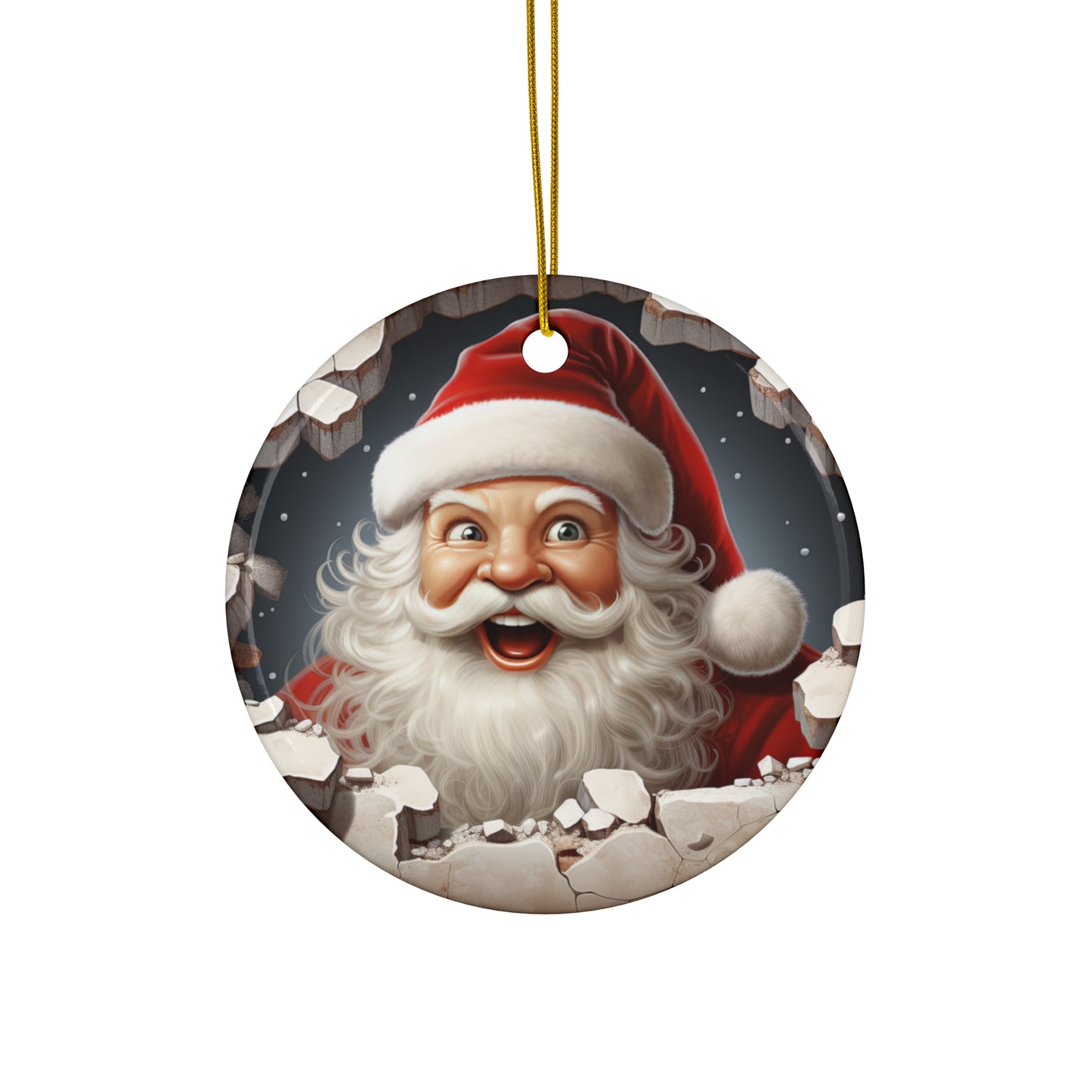 Santa 3D Ceramic Ornament, 4 Shapes