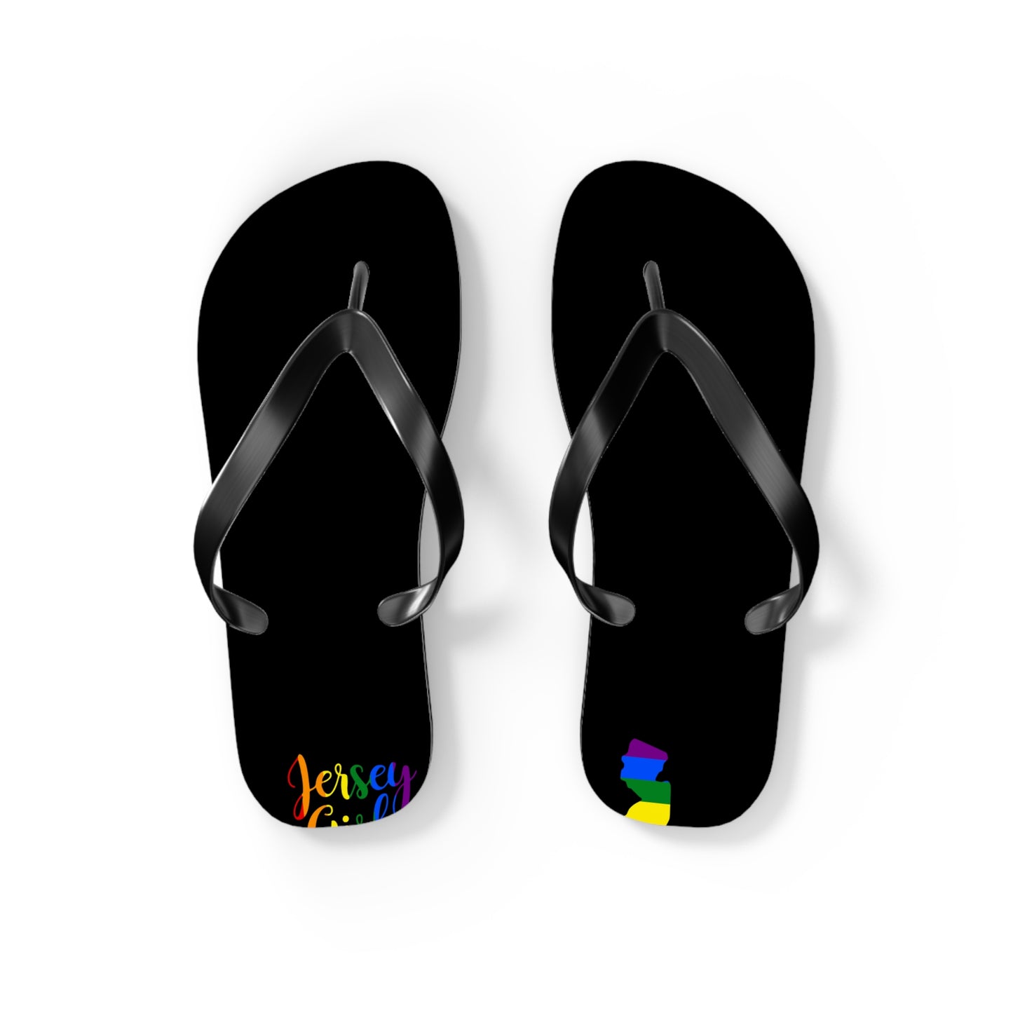 Colorful Jersey Girl Flip Flops, Summer Beach Footwear, LGBT Pride Sandals, Vacation Accessories, Travel Gift
