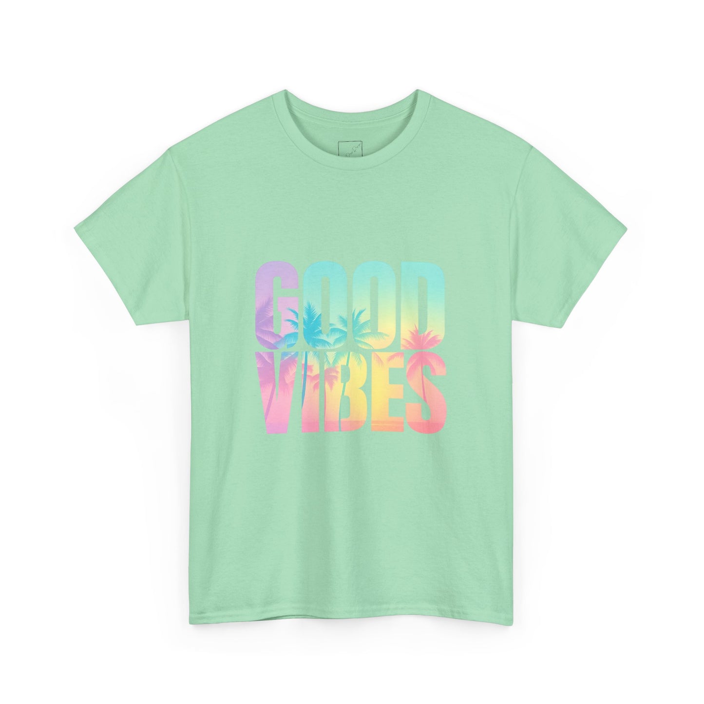 Colorful Good Vibes Tee - Unisex Heavy Cotton T-Shirt, Summer Style, Positive Energy Shirt, Gift for Friends, Casual Wear, Festival Outfit