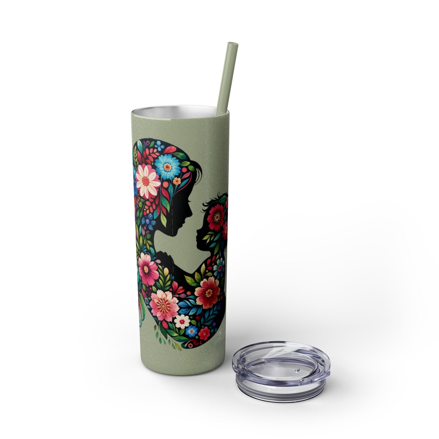 Mom Mother Child Mothers Day Skinny Tumbler with Straw, 20oz