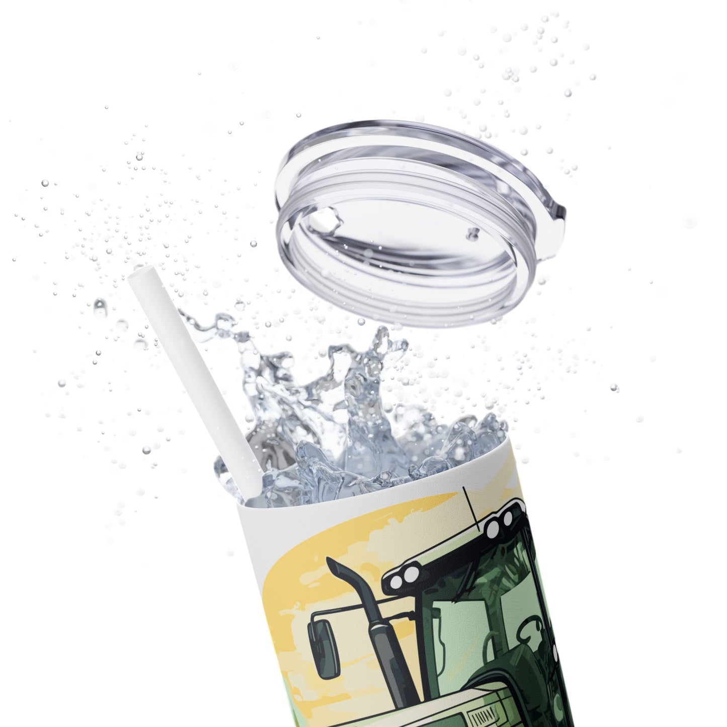 Tractor Farm Skinny Tumbler with Straw, 20oz