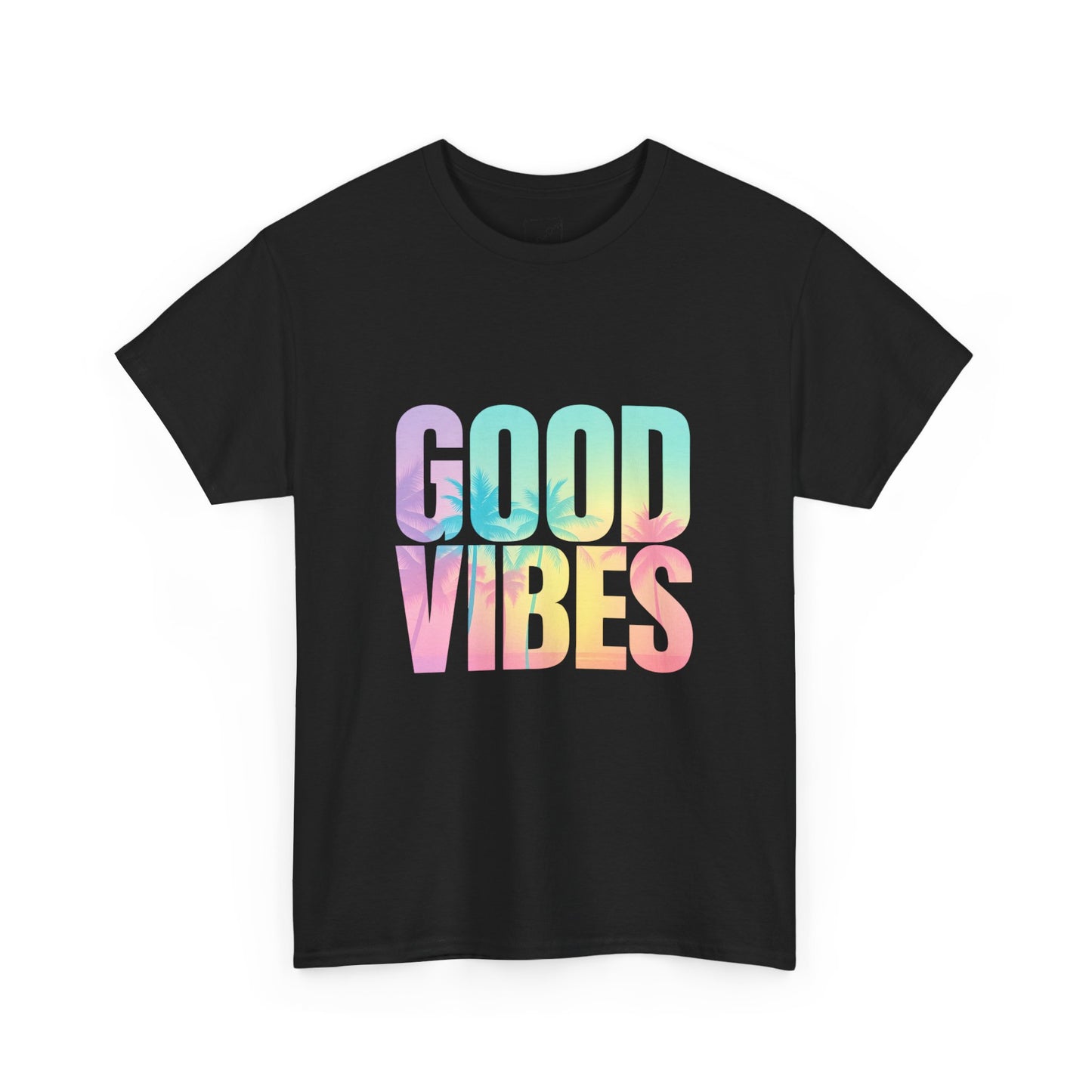 Colorful Good Vibes Tee - Unisex Heavy Cotton T-Shirt, Summer Style, Positive Energy Shirt, Gift for Friends, Casual Wear, Festival Outfit