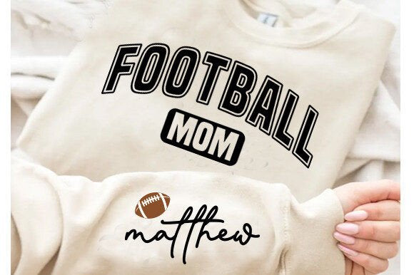 Football Mom Crewneck Sweatshirt PERSONALIZED Sleeve