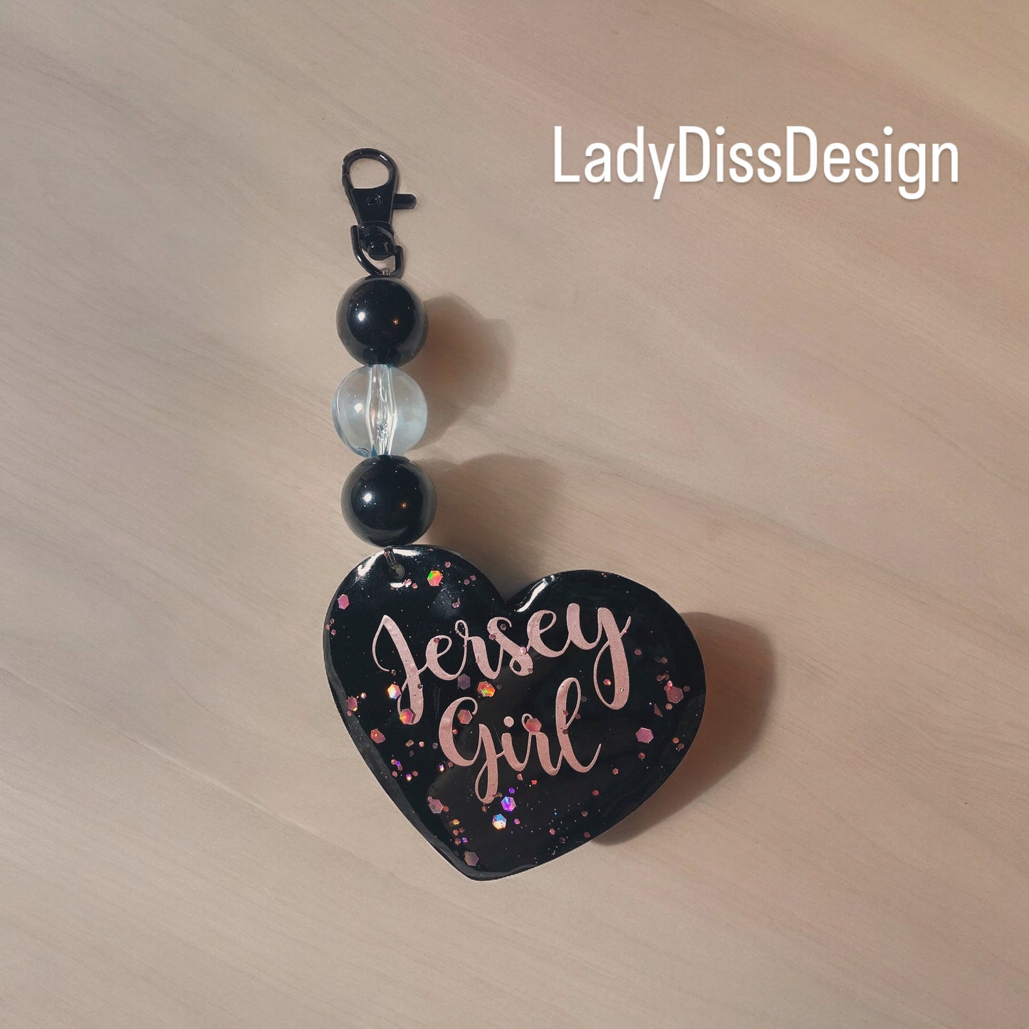 Jersey Girl Heart Shaped Keychain Bag Tag
