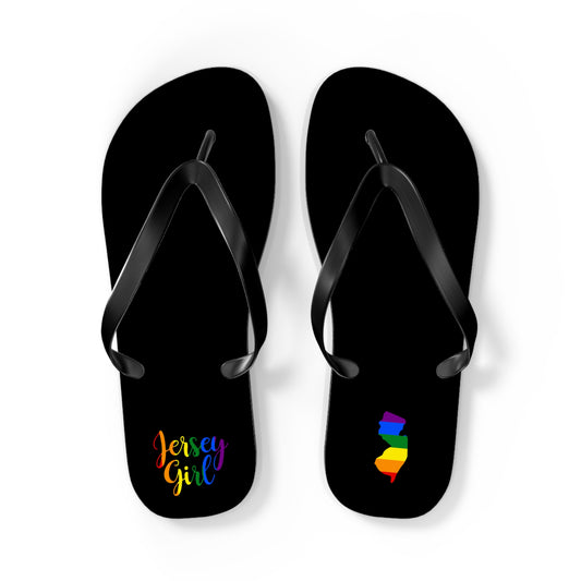 Colorful Jersey Girl Flip Flops, Summer Beach Footwear, LGBT Pride Sandals, Vacation Accessories, Travel Gift