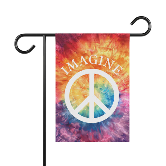 Peaceful Tie-Dye Garden Banner, Outdoor Decor, Boho Home Style, Gift for Garden Lovers, Vibrant Yard Art, Festival Celebration Decor