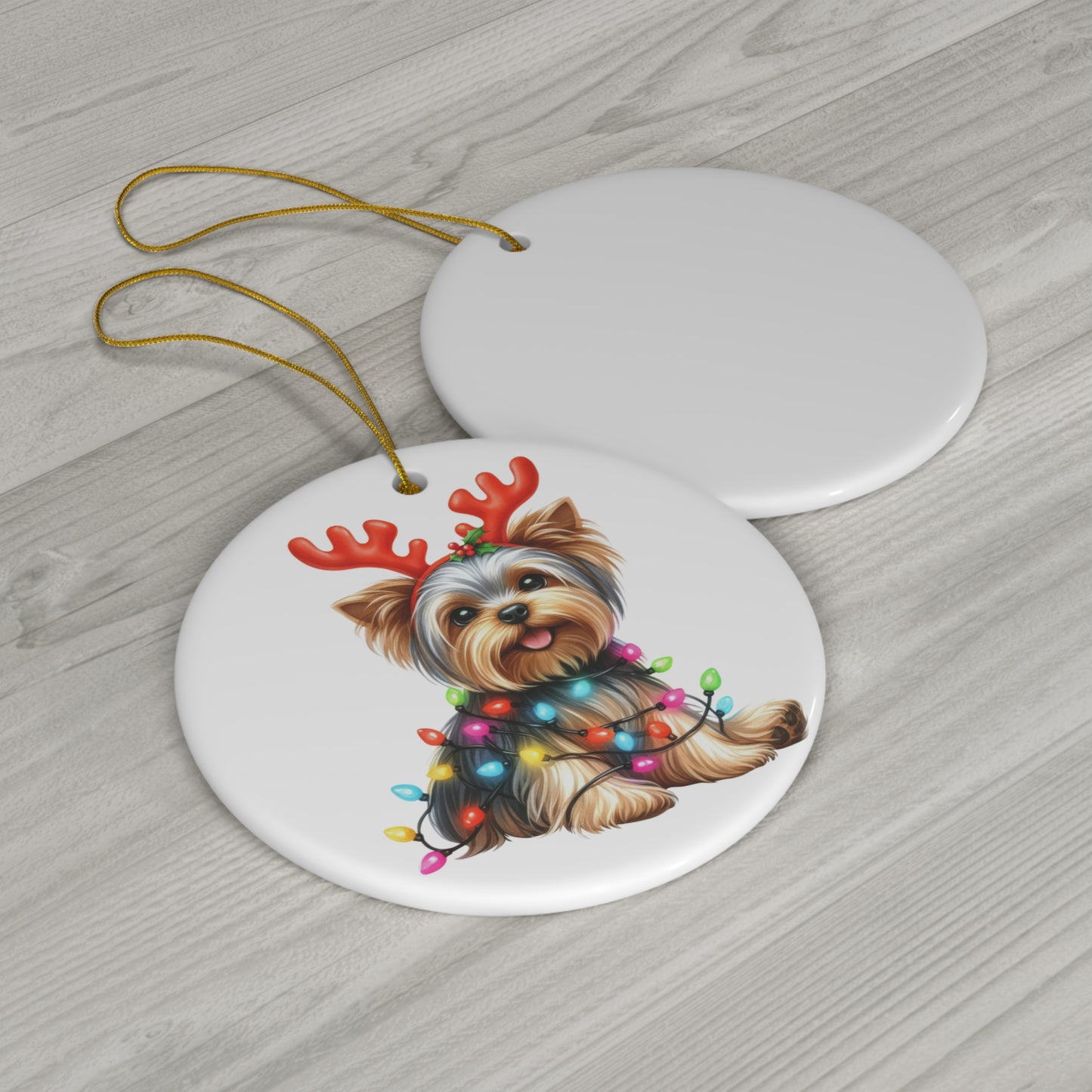 Cute Dog Christmas Ornament - Yorkshire Terrier with Lights, Pet Lover Gift, Holiday Decor, Tree Decoration, Stocking Stuffer