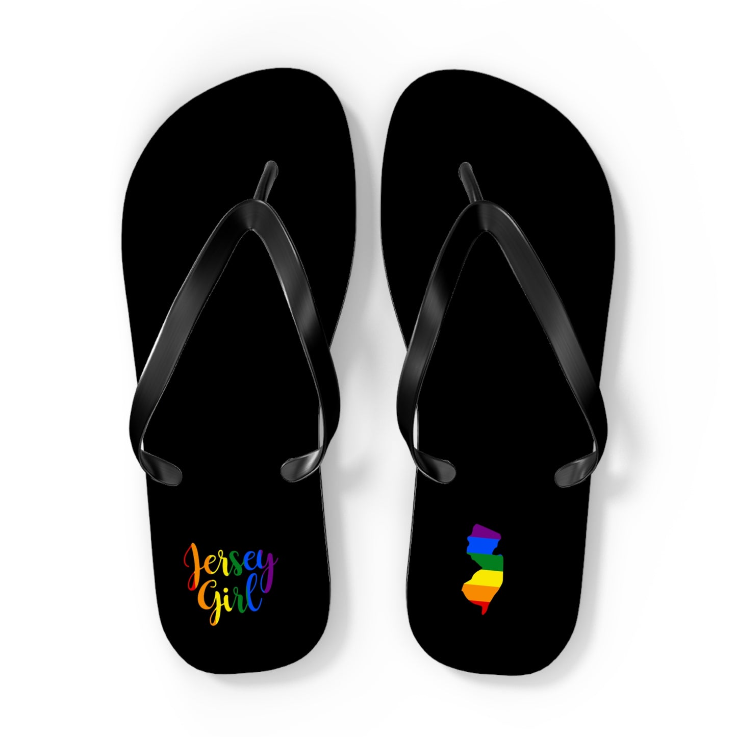 Colorful Jersey Girl Flip Flops, Summer Beach Footwear, LGBT Pride Sandals, Vacation Accessories, Travel Gift