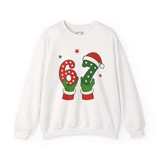 Christmas '67' Holiday Crewneck Sweatshirt – Festive Santa Gloves Design