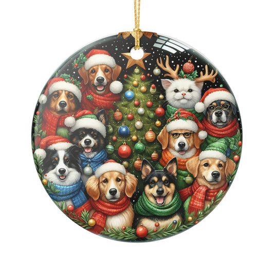 Festive Pet Portrait Ornament - Dog Lovers Christmas Decoration, Holiday Ornament, Personalized Gift, Cute Pet Decor, Xmas Decoration