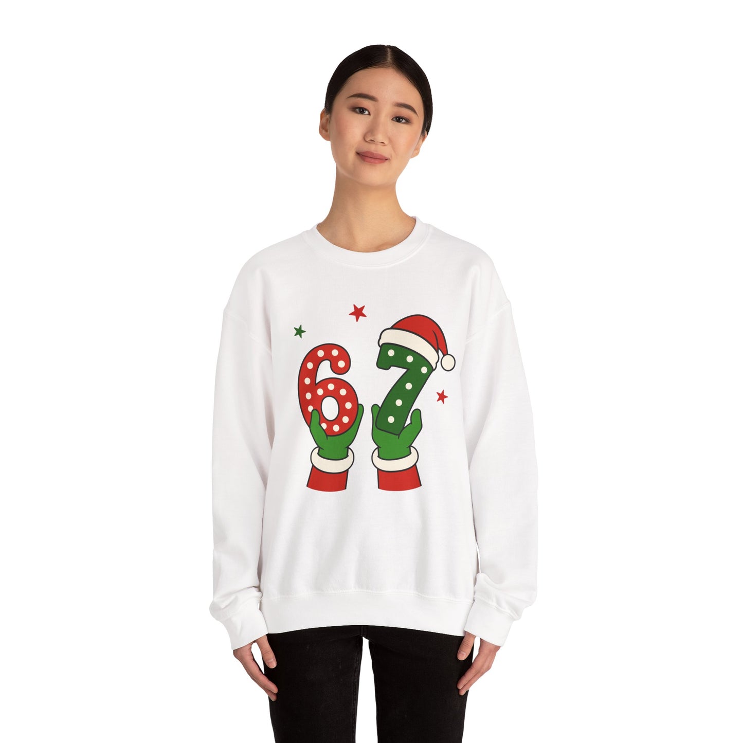 Christmas '67' Holiday Crewneck Sweatshirt – Festive Santa Gloves Design