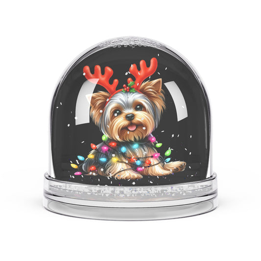 Festive Dog Snow Globe, Holiday Decor, Yorkie Gift, Christmas Decoration, Pet Lover Keepsake, Winter Wonderland