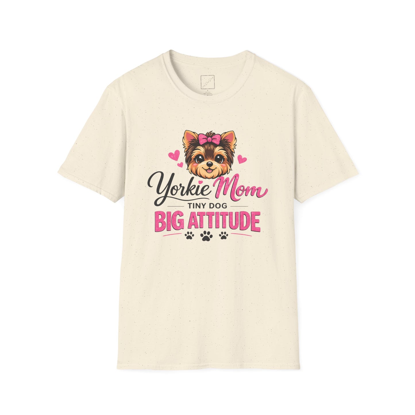 Yorkie Mom T-Shirt – "Tiny Dog Big Attitude" Cute Yorkshire Terrier Mom Tee