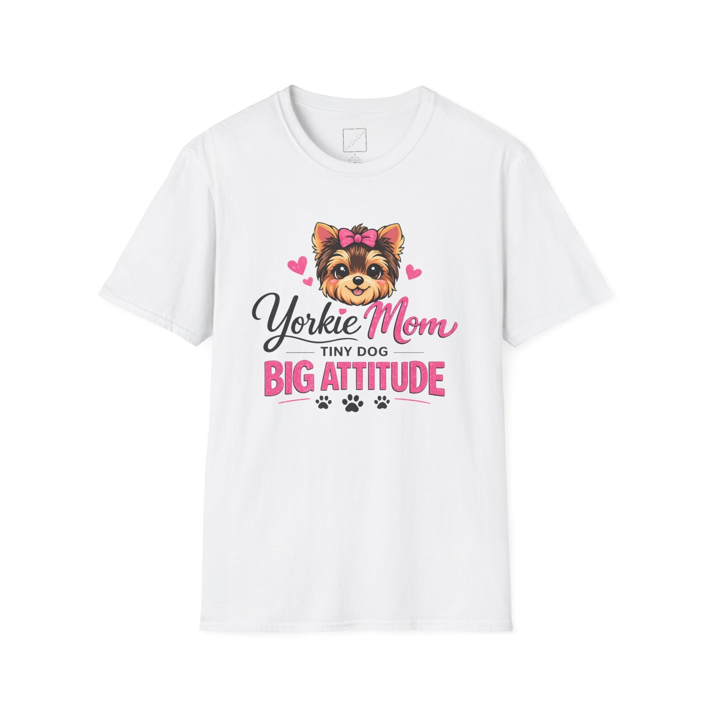 Yorkie Mom T-Shirt – "Tiny Dog Big Attitude" Cute Yorkshire Terrier Mom Tee