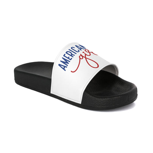 Stylish Women's Slide Sandals with American Pride Design, Summer Footwear, Casual Sandals, Beach Slides, Patriotic Gift