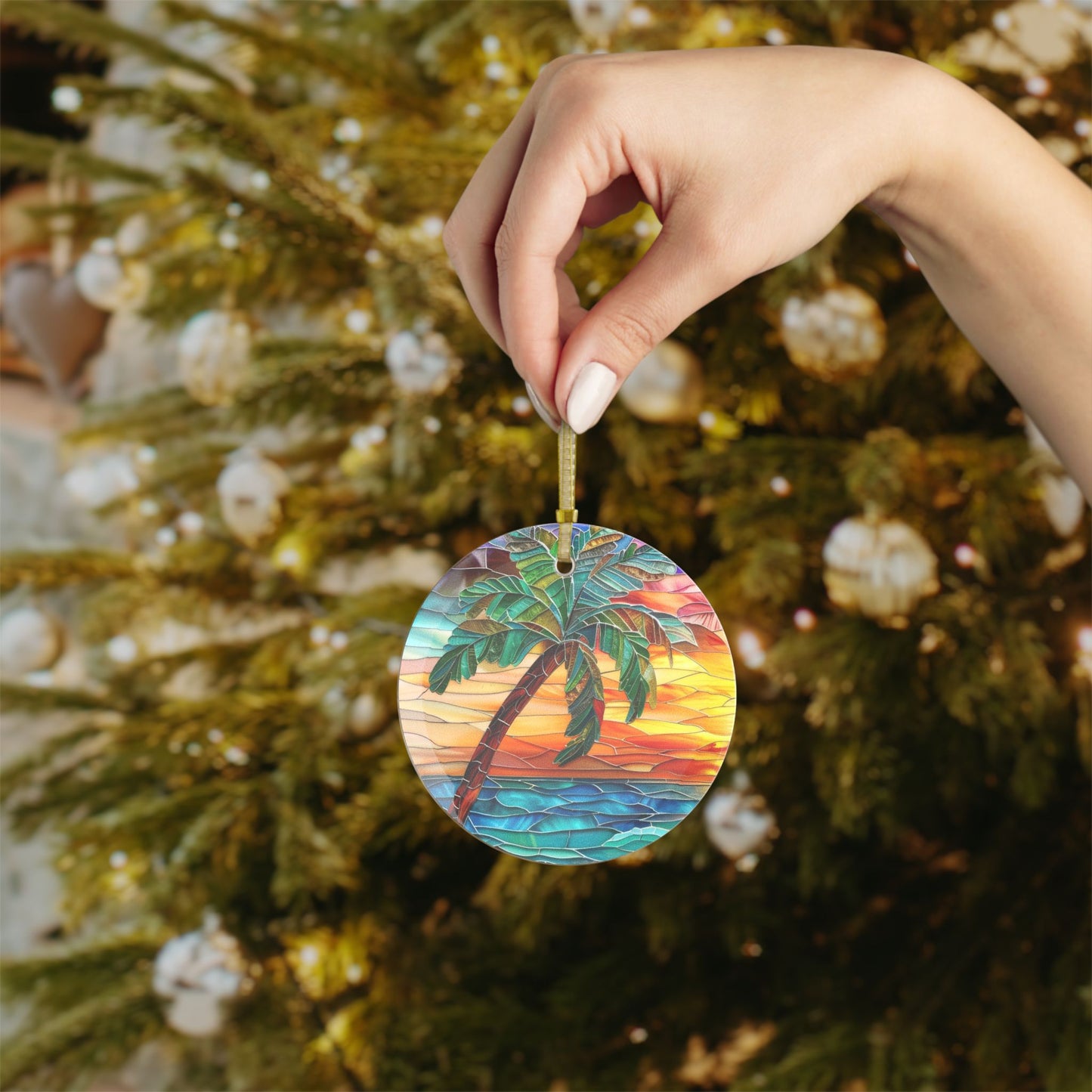 Tropical Sunset Glass Ornaments, Handcrafted Holiday Decor, Beach Theme Tree Decor, Unique Gifts for Christmas, Summer Vibes, [...]