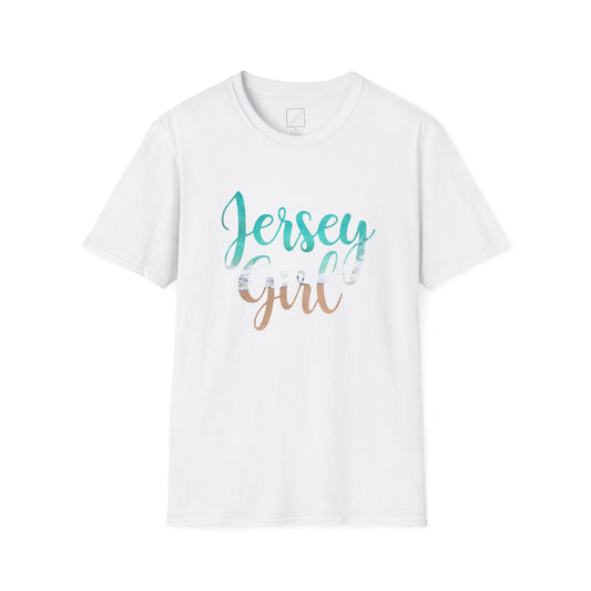 Jersey Girl Beach Ocean Unisex Softstyle T-Shirt, Casual Graphic Tee, Gift for Her, Summer Outfit, Birthday Present, Jersey Pride