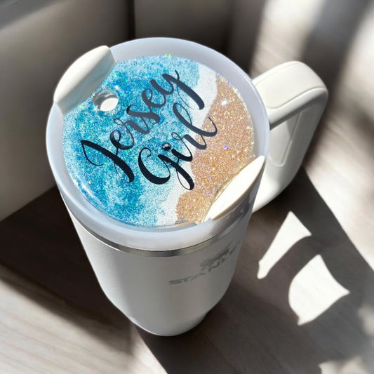 Jersey Girl Beach Babe Glitter Stanley Topper 30oz