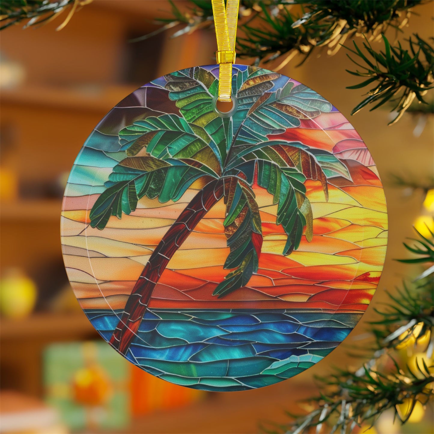 Tropical Sunset Glass Ornaments, Handcrafted Holiday Decor, Beach Theme Tree Decor, Unique Gifts for Christmas, Summer Vibes, [...]