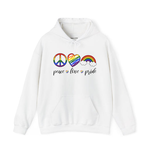 Rainbow LGBTQ Hoodie - Peace Love and Pride Unisex Sweatshirt