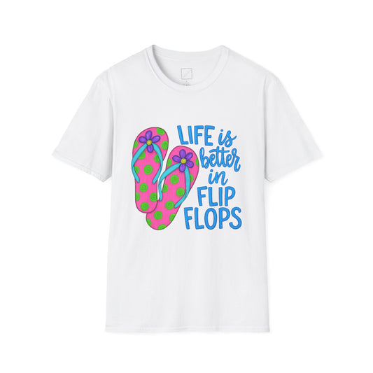 Life is Better in Flip Flops Unisex T-Shirt, Summer Apparel, Beach Vacation Shirt, Casual Wear, Gift for Flip Flop Lovers