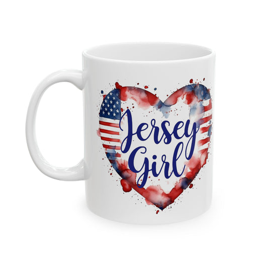Jersey Girl Patriotic Coffee Mug, Red White Blue Heart, Jersey Girl Gift, 4th of July Decoration, American Pride, USA Lovers Mug