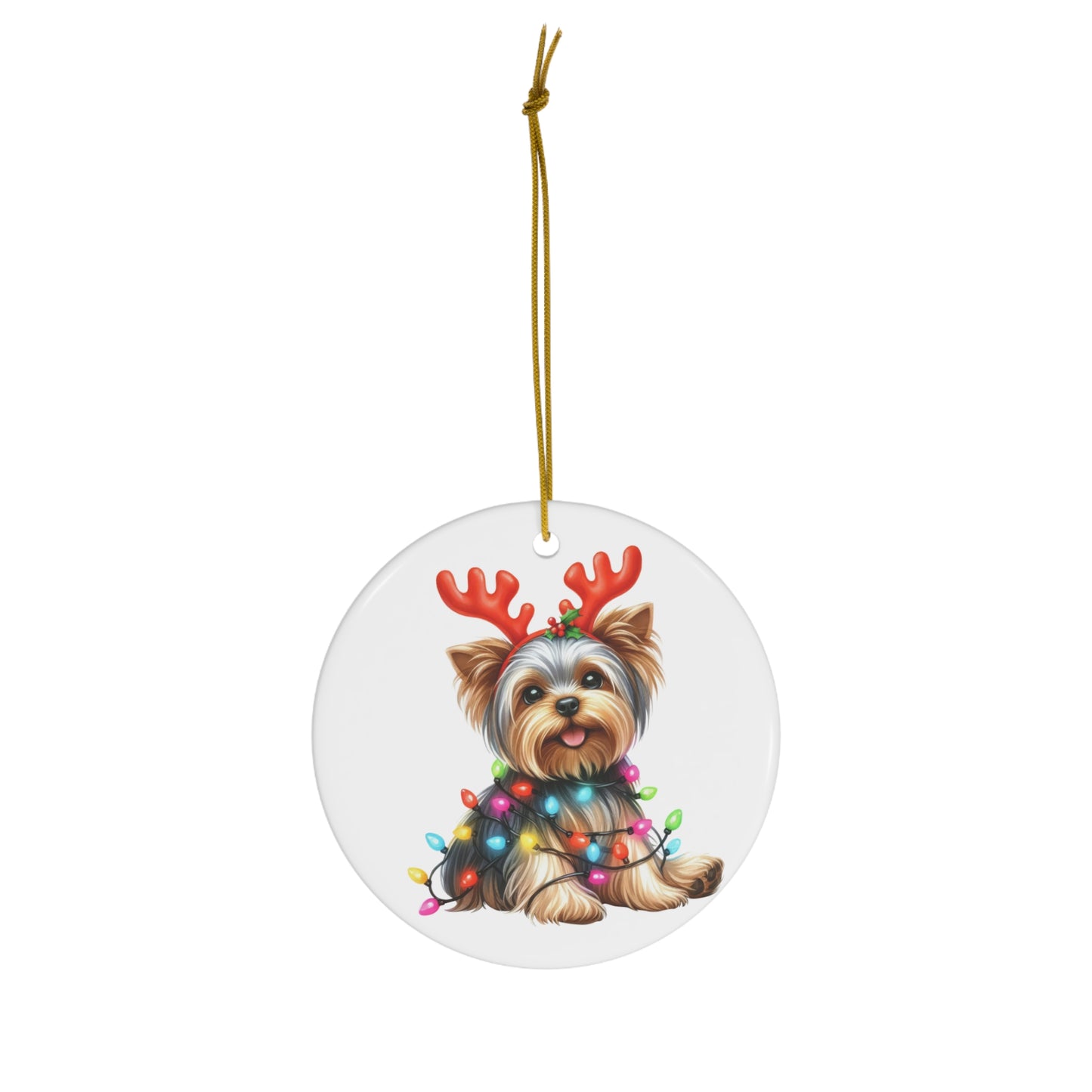 Cute Dog Christmas Ornament - Yorkshire Terrier with Lights, Pet Lover Gift, Holiday Decor, Tree Decoration, Stocking Stuffer