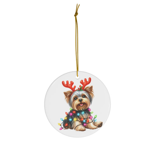 Cute Dog Christmas Ornament - Yorkshire Terrier with Lights, Pet Lover Gift, Holiday Decor, Tree Decoration, Stocking Stuffer