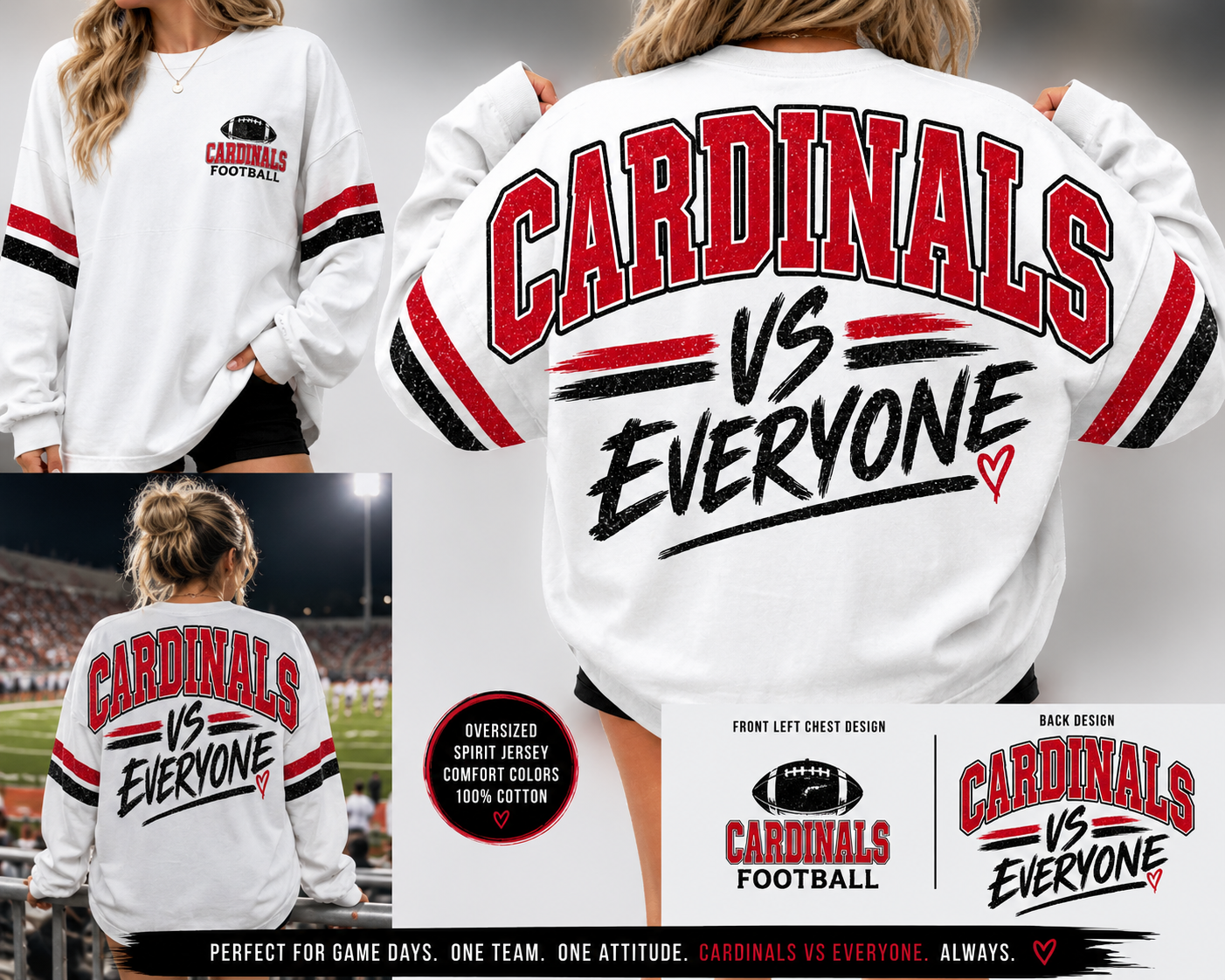 Custom Team Spirit Jersey with Player Number | Personalized School & Football Spirit Wear